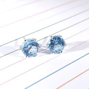 Sky Blue Topaz 4.6 Carats tw Stud Earrings Sterling Silver